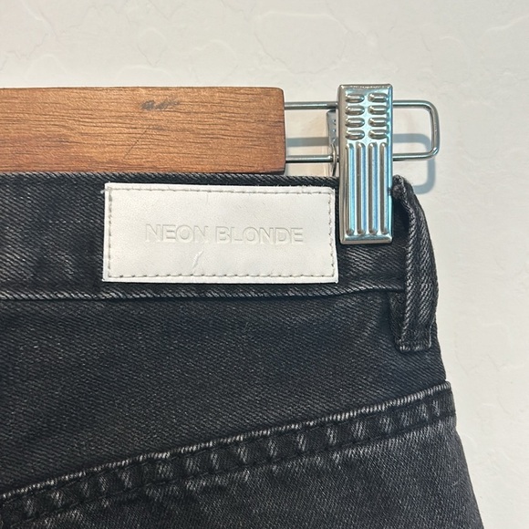 Free People Neon Blonde Black Siren Mum Fit Wide Leg Jeans Size 26 - Picture 5 of 9